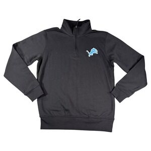 Starter Black Label Detroit Lions NFL Quarter Zip Sweatshirt Black Womens Small